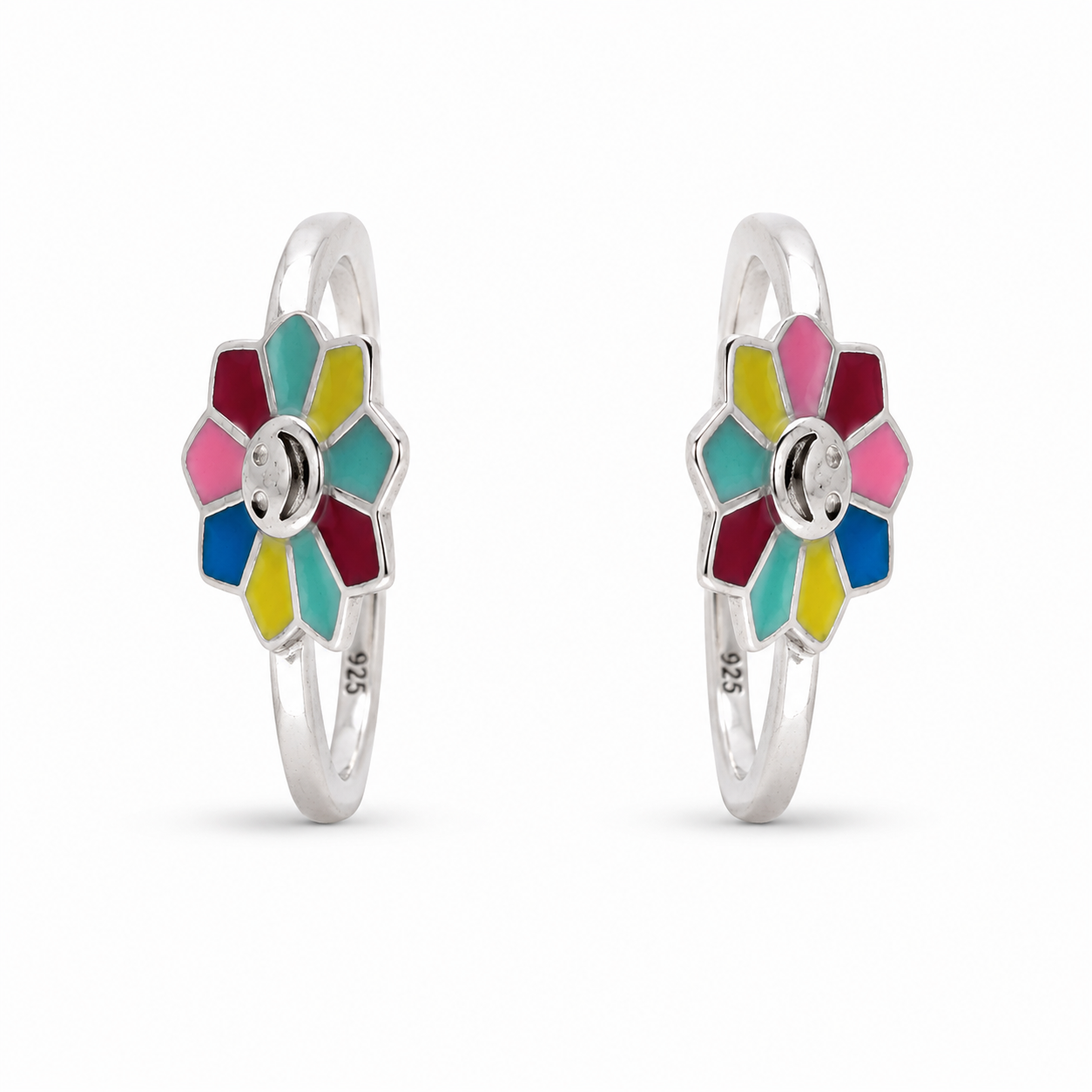 925 Sterling Silver Colorful Smiley Flower Enamel Adjustable Toe Rings for Women