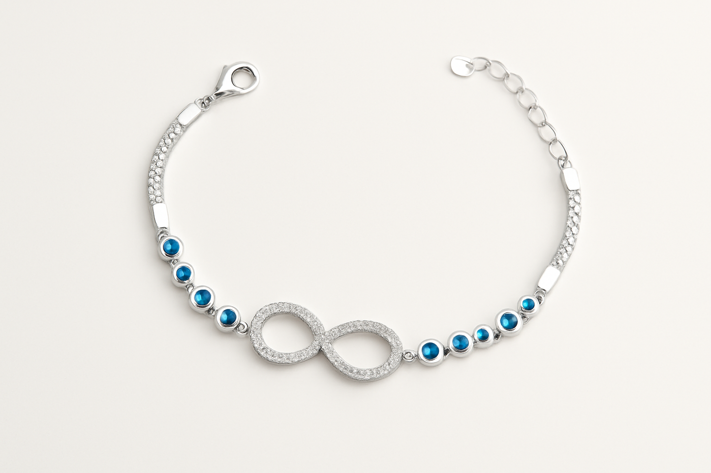 Infinity Evil Eye Bracelet - 925 Silver Rhodium Plated - Arshia Creations