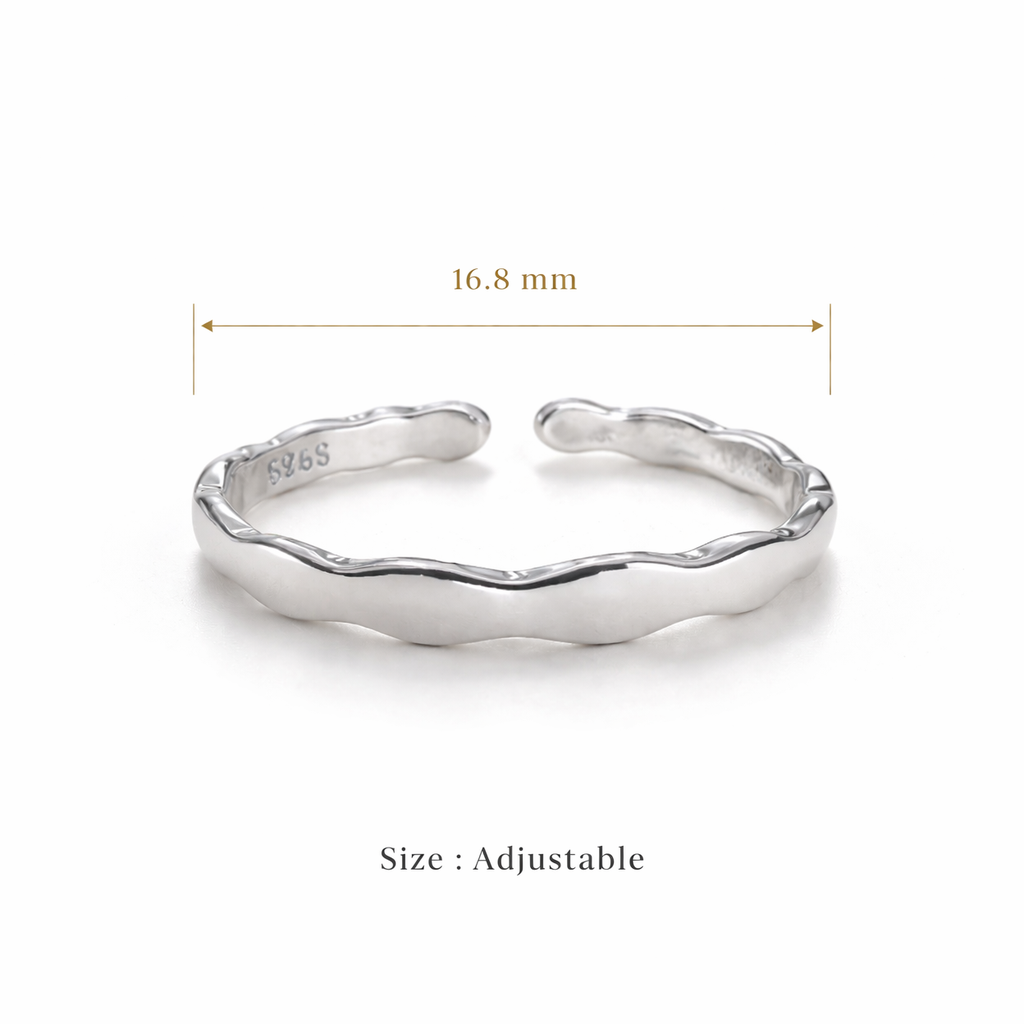 Sterling Silver Light Curve Toe Rings for Women | Adjustable Minimal Wavy Design - Arshia Creations
