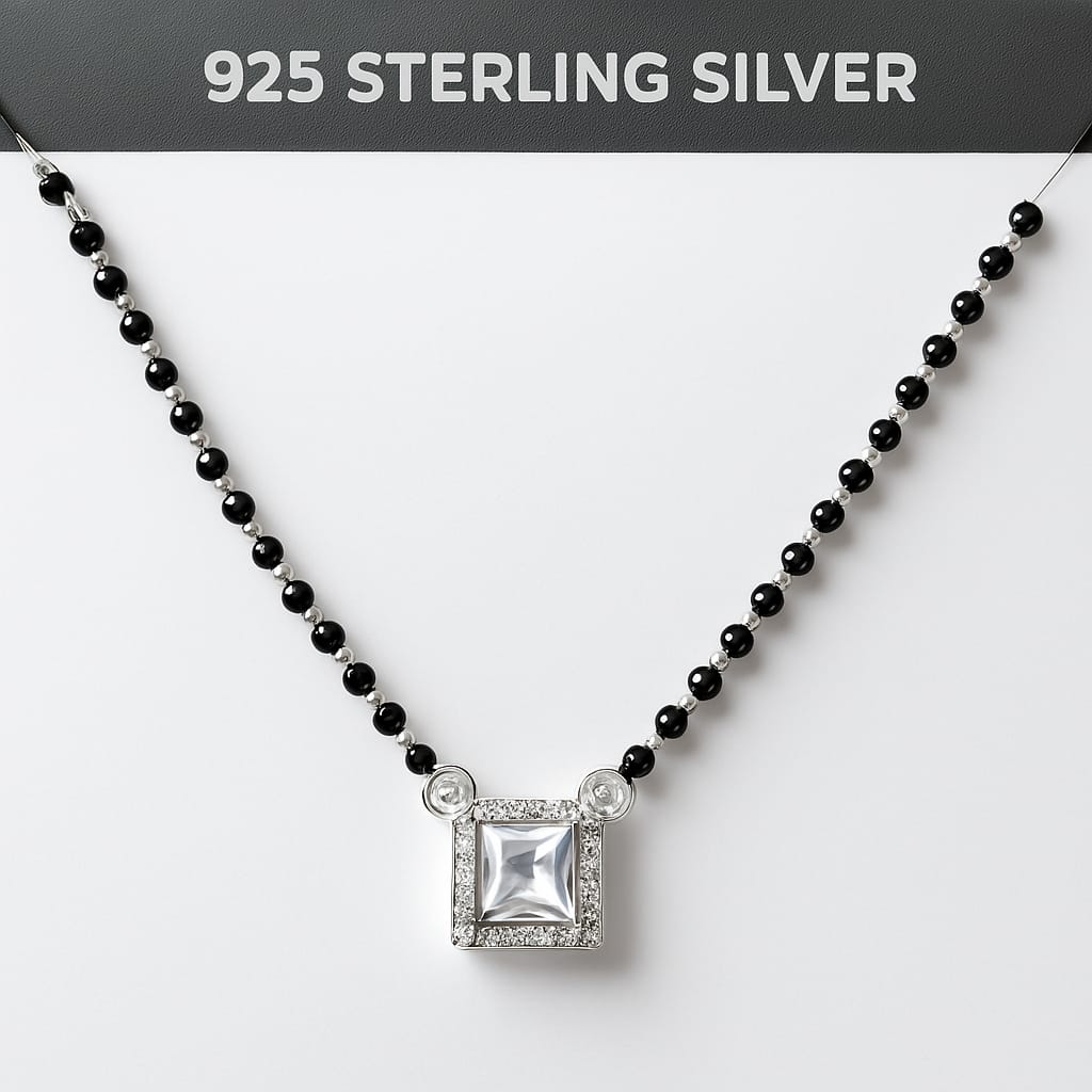 92.5 Silver Zircon Radiant Mangalsutra