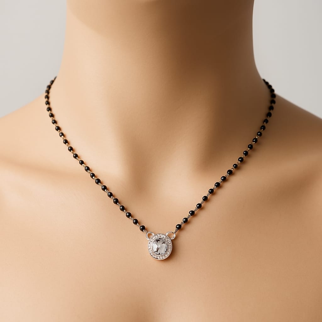 92.5 Silver Zircon Radiant Mangalsutra