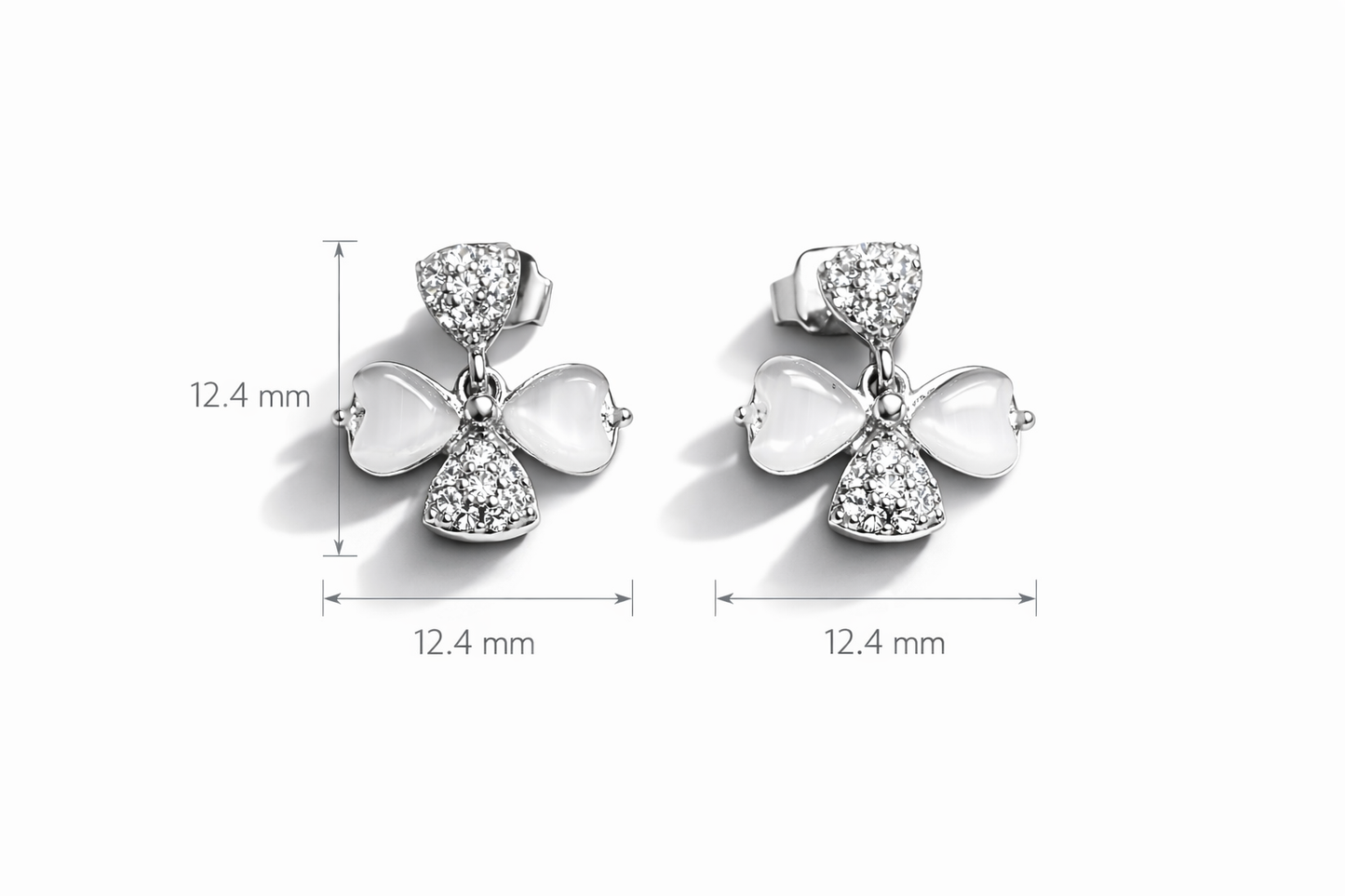 Elegant Silver Floral Drop Earrings with CZ Stones