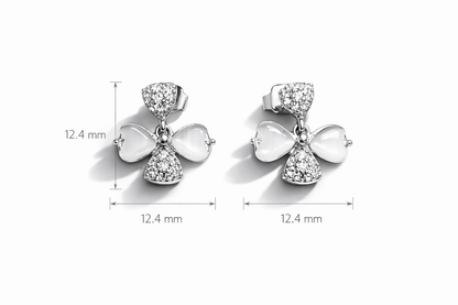 Elegant Silver Floral Drop Earrings with CZ Stones