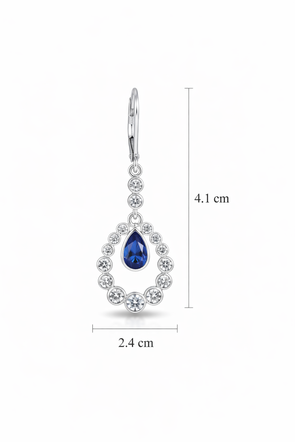 925 Sterling Silver Blue Pear Drop Halo Dangle Earrings for Women - Arshia Creations