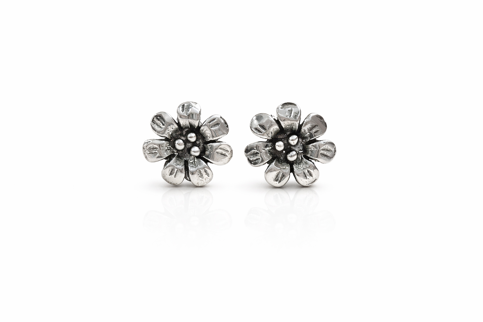 925 Sterling Silver Floral Oxidized Stud Earrings for Women - Arshia Creations