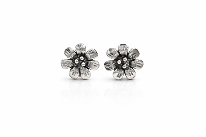 925 Sterling Silver Floral Oxidized Stud Earrings for Women - Arshia Creations