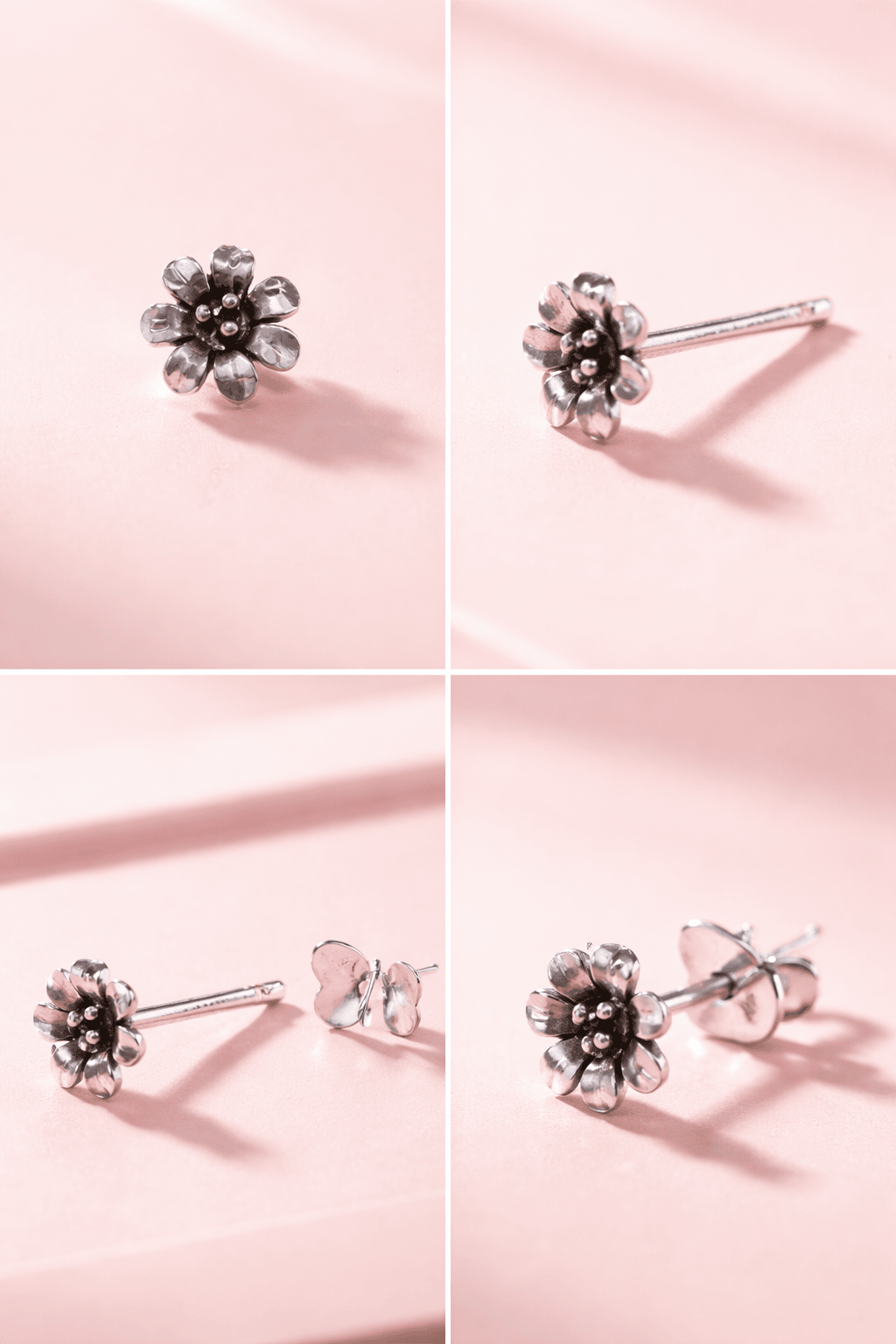 925 Sterling Silver Floral Oxidized Stud Earrings for Women - Arshia Creations