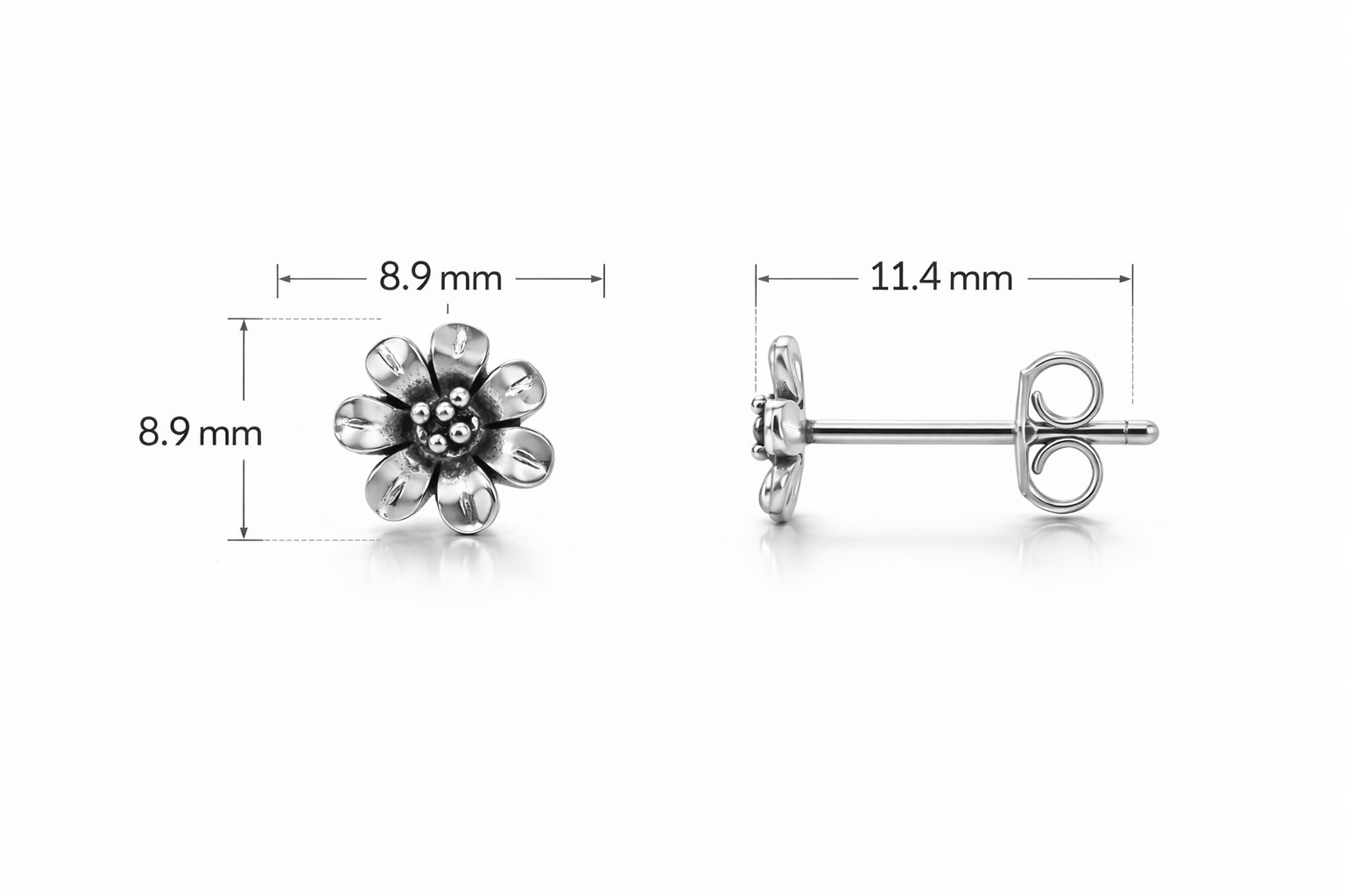 925 Sterling Silver Floral Oxidized Stud Earrings for Women - Arshia Creations