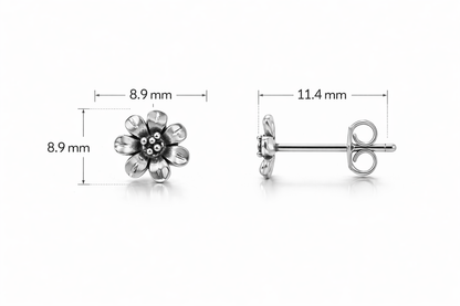 925 Sterling Silver Floral Oxidized Stud Earrings for Women - Arshia Creations