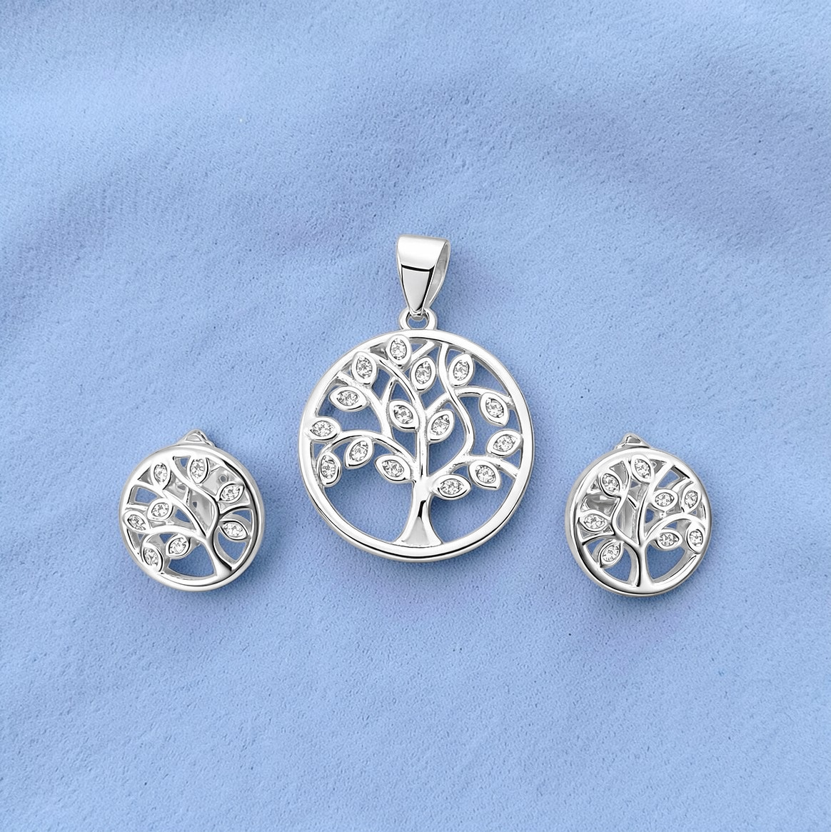 925 Sterling Silver Tree of Life Pendant with Earrings - Arshia Creations