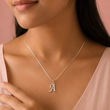 925 Sterling Silver Alphabet A Pendant | Personalized Initial Gift for Women