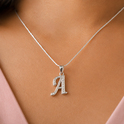 925 Sterling Silver Alphabet A Pendant | Personalized Initial Gift for Women