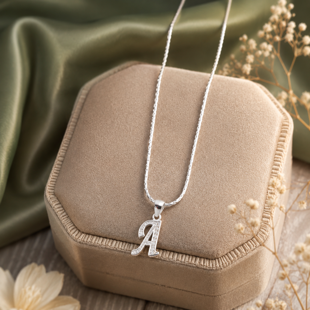 925 Sterling Silver Alphabet A Pendant | Personalized Initial Gift for Women