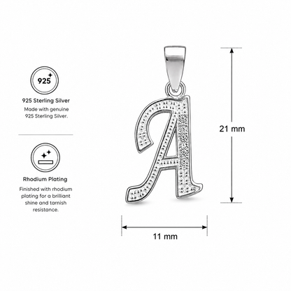 925 Sterling Silver Alphabet A Pendant | Personalized Initial Gift for Women
