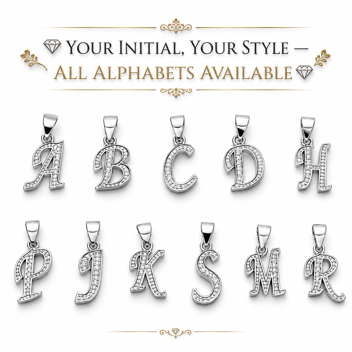 925 Sterling Silver Alphabet A Pendant | Personalized Initial Gift for Women