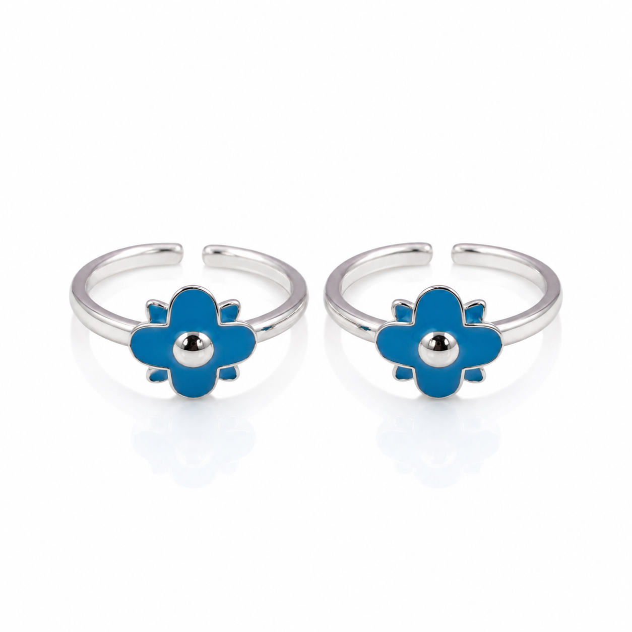 925 Sterling Silver Blue Floral Adjustable Toe Ring for Women | Minimalist Summer Foot Jewelry
