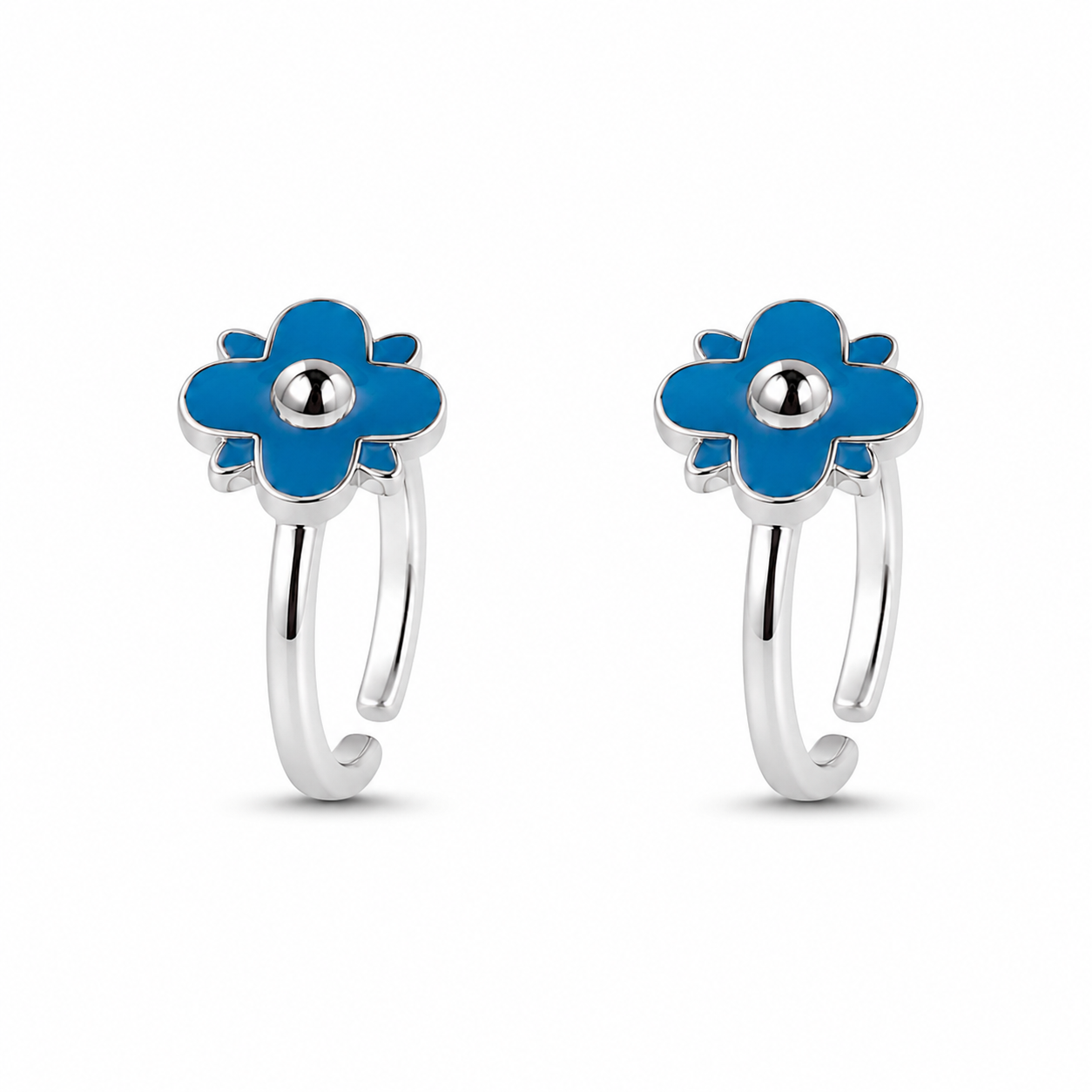 925 Sterling Silver Blue Floral Adjustable Toe Ring for Women | Minimalist Summer Foot Jewelry