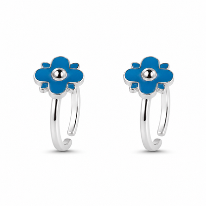 925 Sterling Silver Blue Floral Adjustable Toe Ring for Women | Minimalist Summer Foot Jewelry