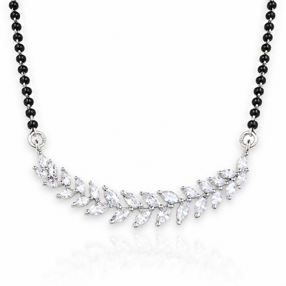 25 Sterling Silver CZ Leaf Mangalsutra Necklace Elegant Indian Bridal Jewellery