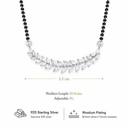 25 Sterling Silver CZ Leaf Mangalsutra Necklace Elegant Indian Bridal Jewellery