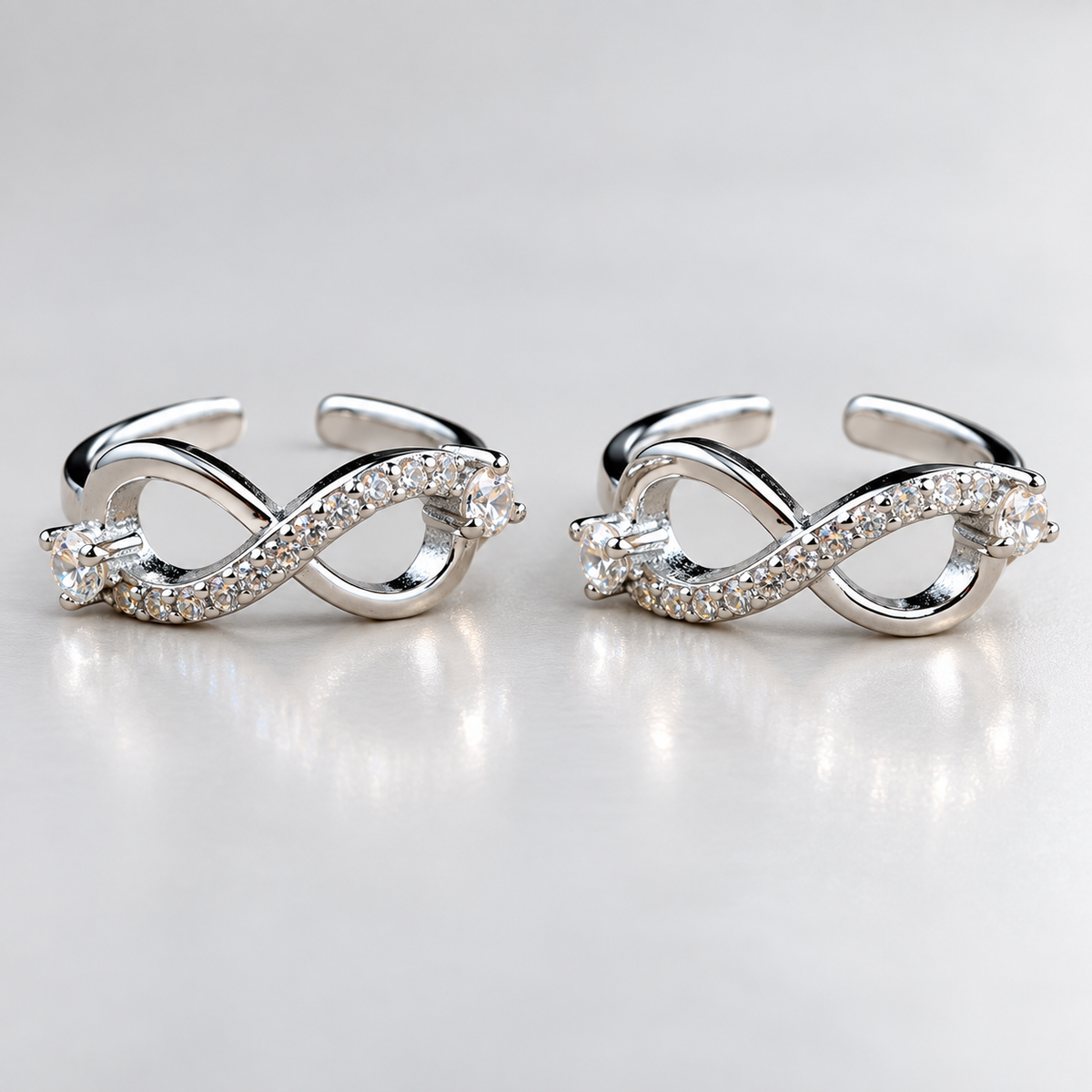 925 Sterling Silver CZ Toe Ring Infinity Cross Adjustable Toe Ring for Women