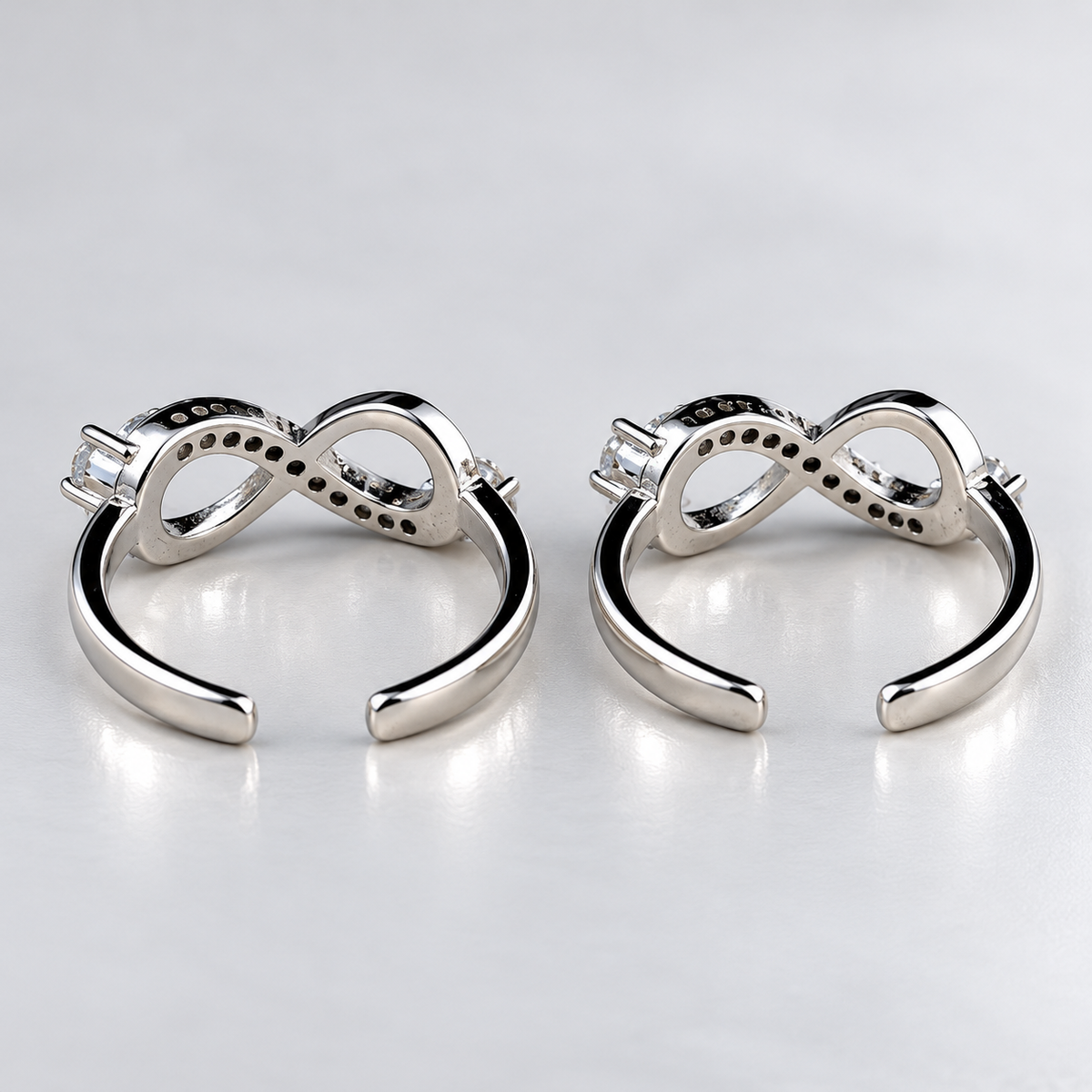 925 Sterling Silver CZ Toe Ring Infinity Cross Adjustable Toe Ring for Women