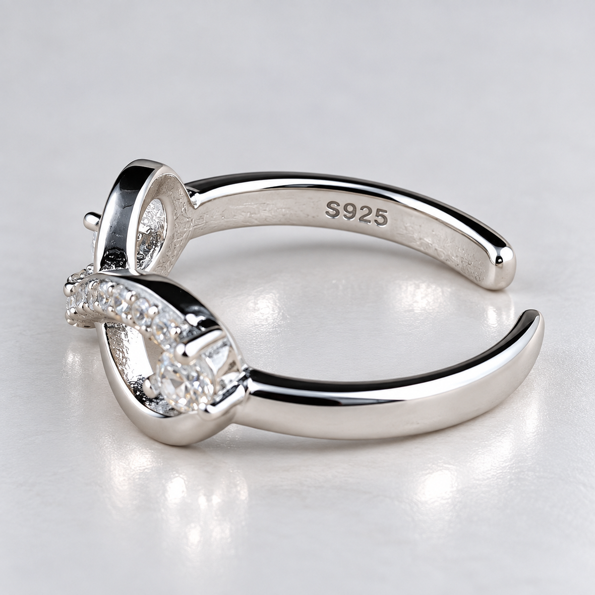 925 Sterling Silver CZ Toe Ring Infinity Cross Adjustable Toe Ring for Women
