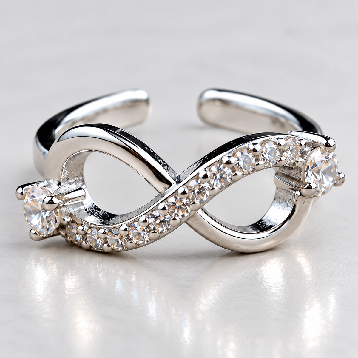 925 Sterling Silver CZ Toe Ring Infinity Cross Adjustable Toe Ring for Women