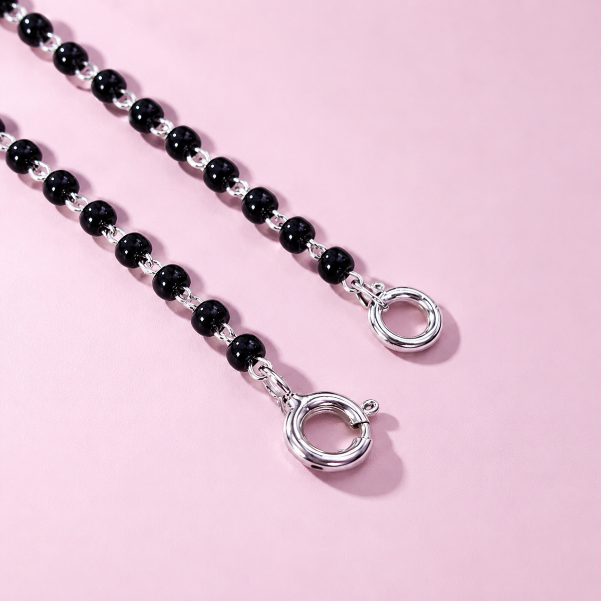 925 Sterling Silver Geometric Diamond-Cut CZ Mangalsutra Necklace