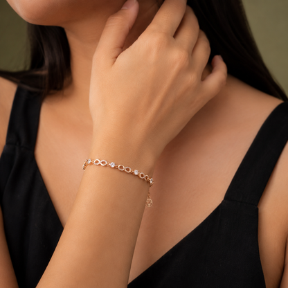 925 Sterling Silver Infinity Bracelet with CZ Stones | Silver & Rose Gold Plated Jewellery
