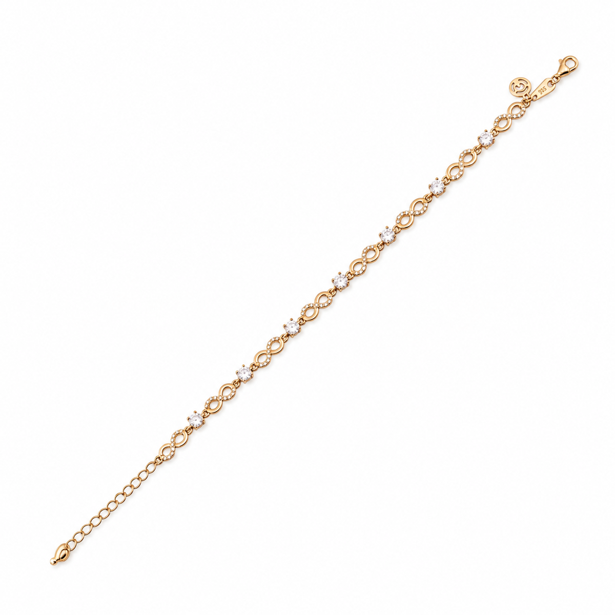 925 Sterling Silver Infinity Bracelet with CZ Stones | Silver & Rose Gold Plated Jewellery