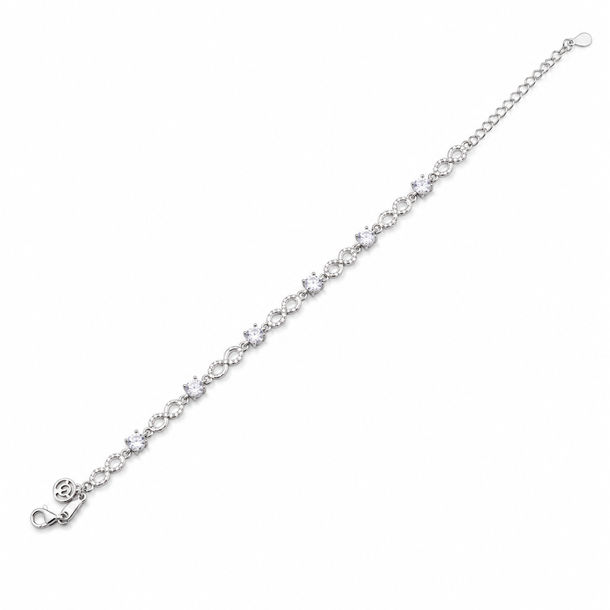 925 Sterling Silver Infinity Bracelet with CZ Stones | Silver & Rose Gold Plated Jewellery