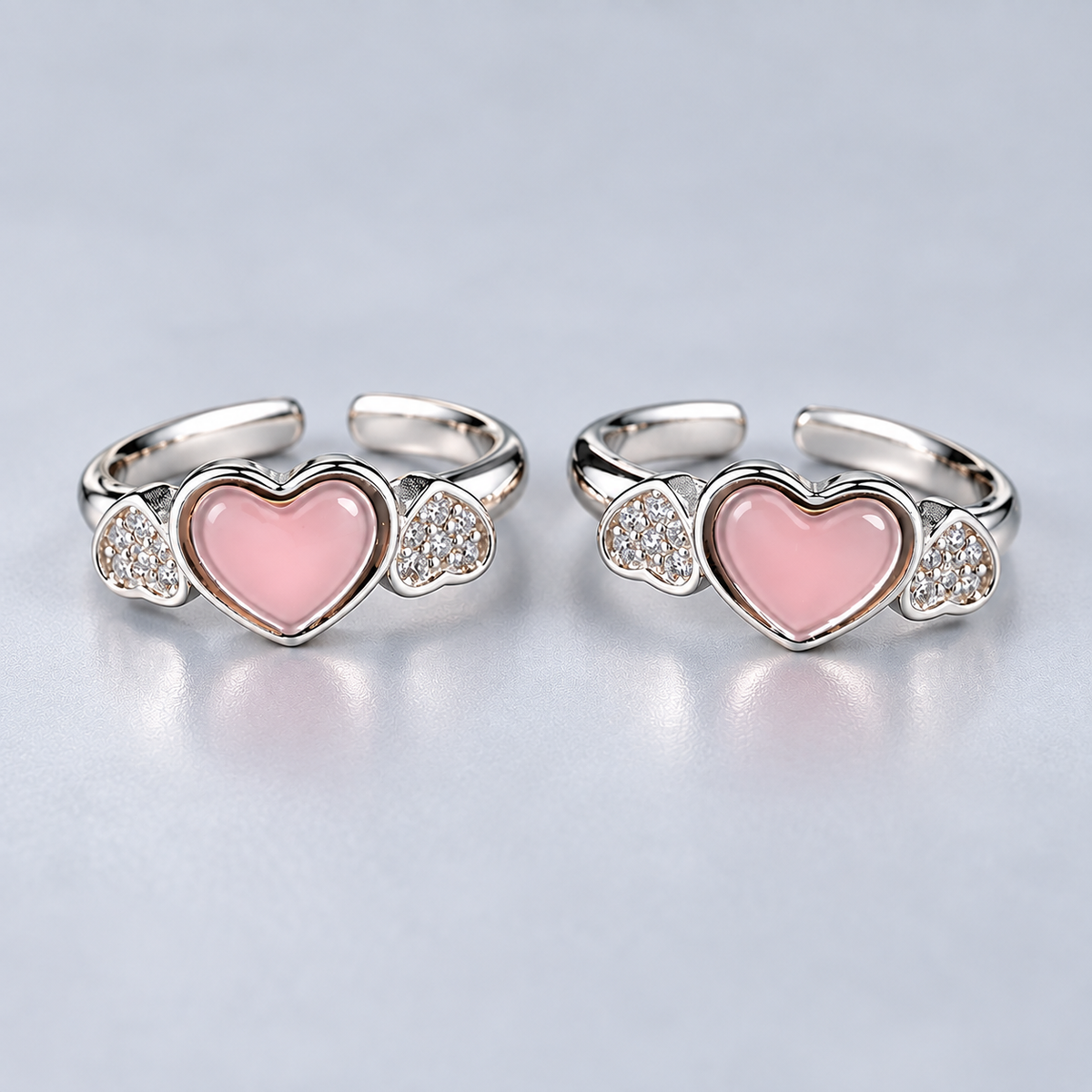 925 Sterling Silver Pink Heart CZ Adjustable Toe Ring for Women - Romantic Heart Toe Ring