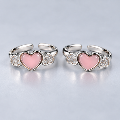 925 Sterling Silver Pink Heart CZ Adjustable Toe Ring for Women - Romantic Heart Toe Ring