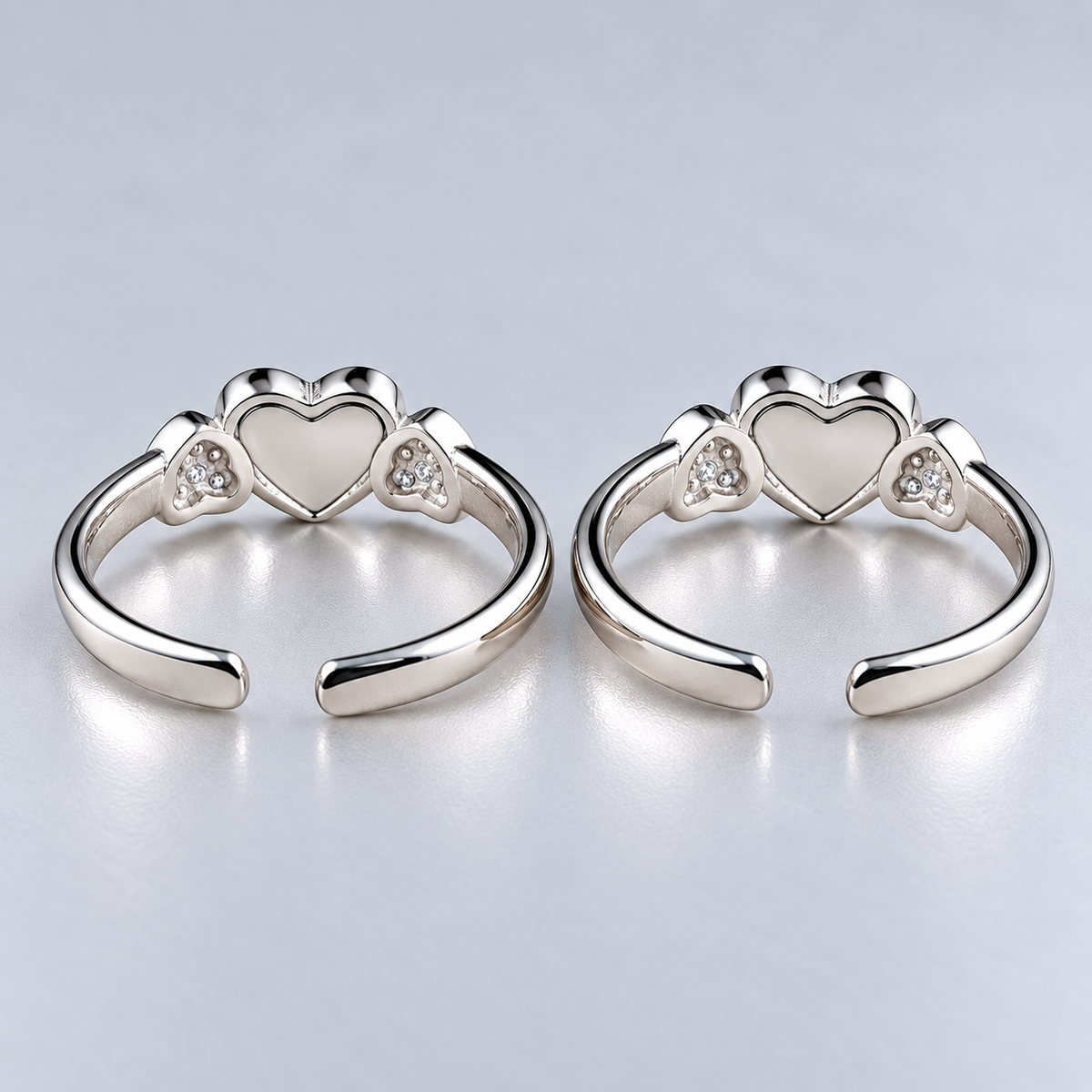 925 Sterling Silver Pink Heart CZ Adjustable Toe Ring for Women - Romantic Heart Toe Ring