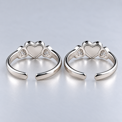 925 Sterling Silver Pink Heart CZ Adjustable Toe Ring for Women - Romantic Heart Toe Ring