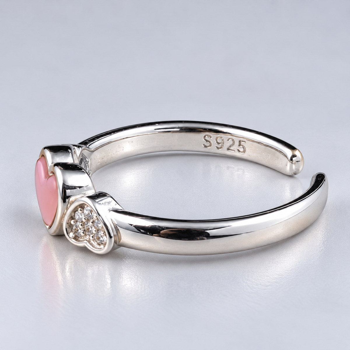 925 Sterling Silver Pink Heart CZ Adjustable Toe Ring for Women - Romantic Heart Toe Ring