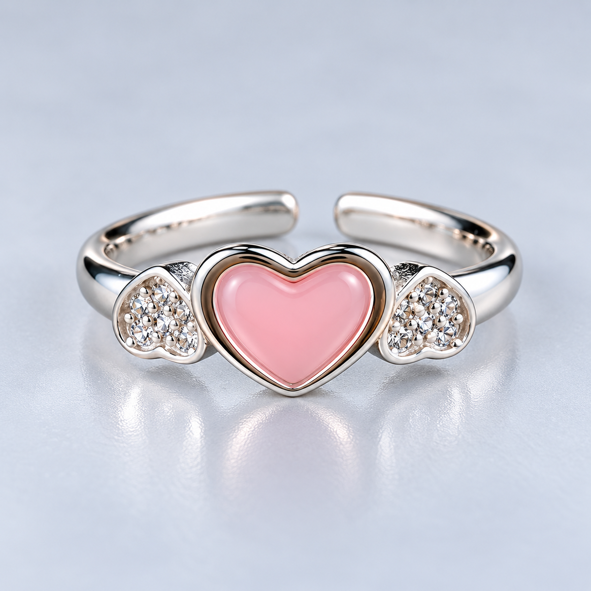 925 Sterling Silver Pink Heart CZ Adjustable Toe Ring for Women - Romantic Heart Toe Ring