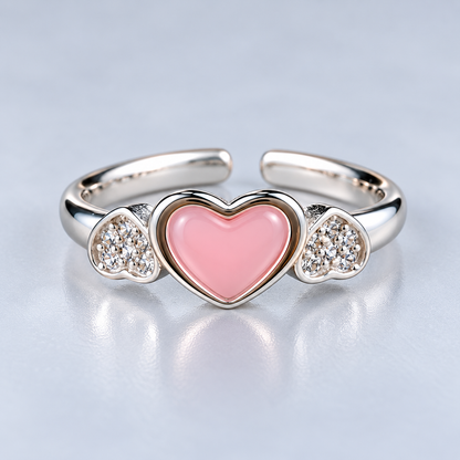 925 Sterling Silver Pink Heart CZ Adjustable Toe Ring for Women - Romantic Heart Toe Ring