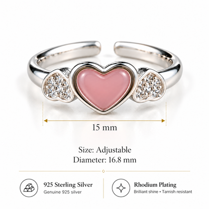 925 Sterling Silver Pink Heart CZ Adjustable Toe Ring for Women - Romantic Heart Toe Ring