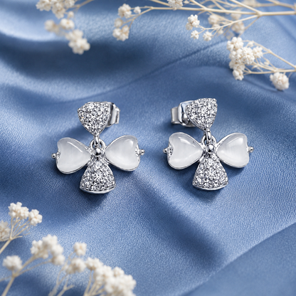 925 Sterling Silver White Stud Earrings with Cubic Zirconia | Gift for Her