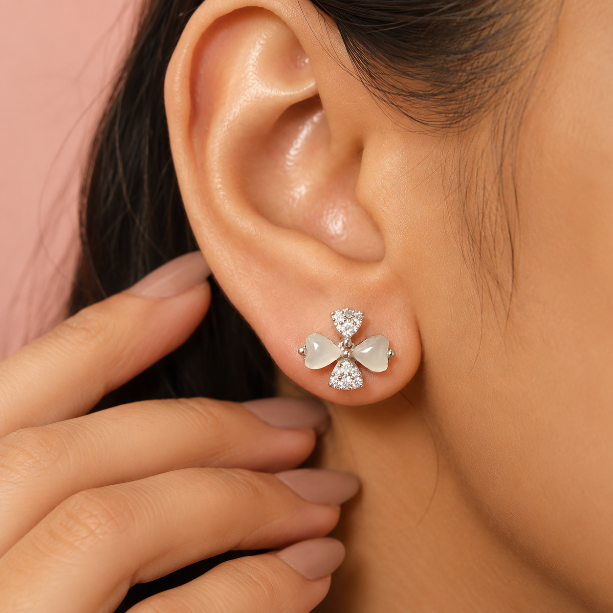 925 Sterling Silver White Stud Earrings with Cubic Zirconia | Gift for Her