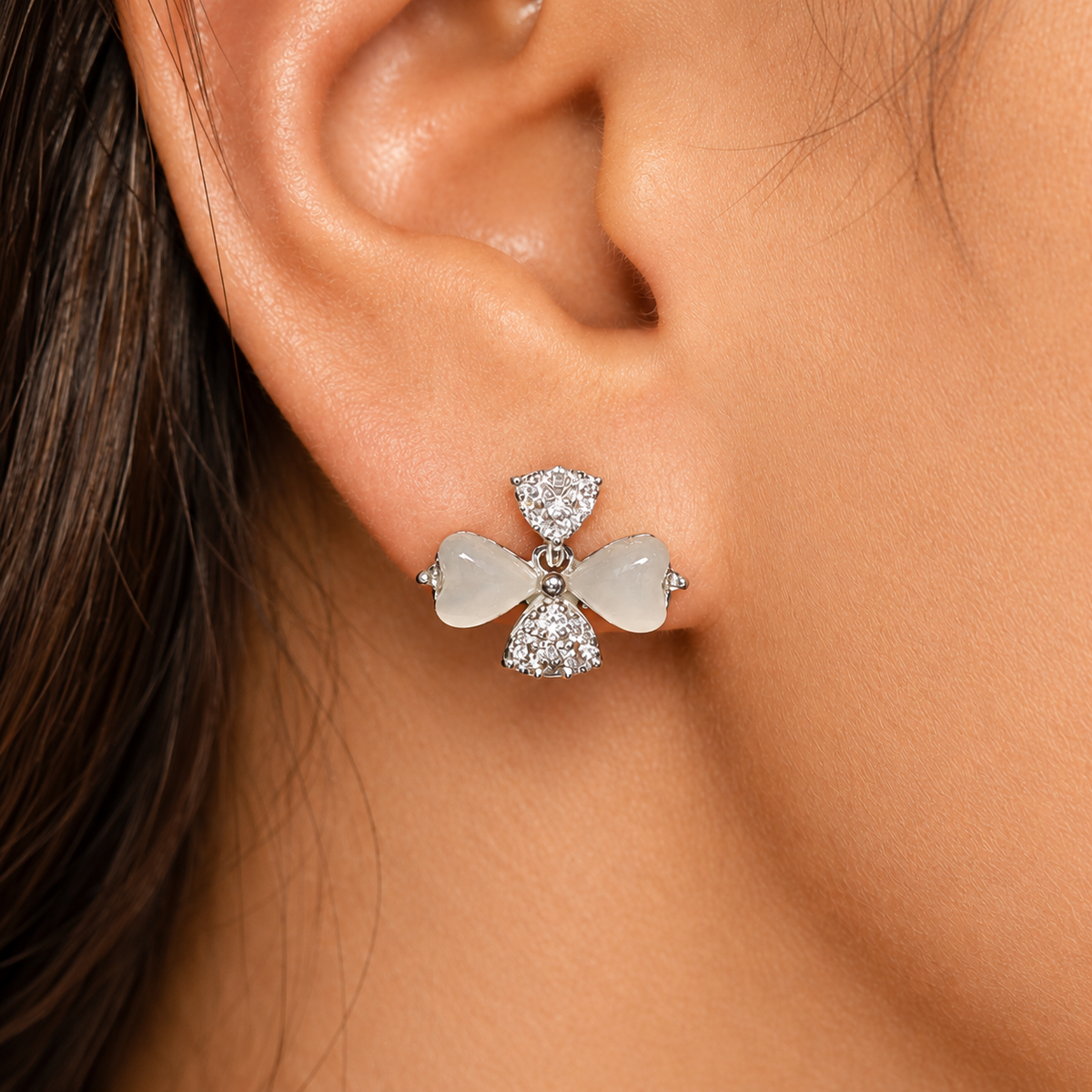 925 Sterling Silver White Stud Earrings with Cubic Zirconia | Gift for Her