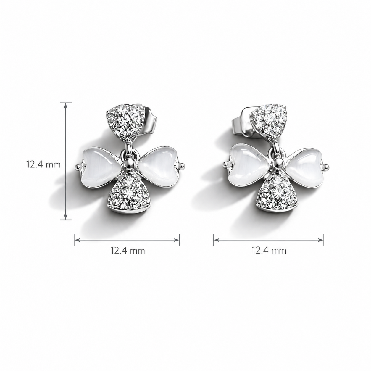 925 Sterling Silver White Stud Earrings with Cubic Zirconia | Gift for Her