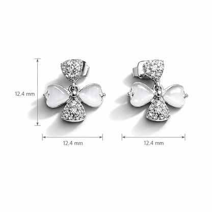 925 Sterling Silver White Stud Earrings with Cubic Zirconia | Gift for Her