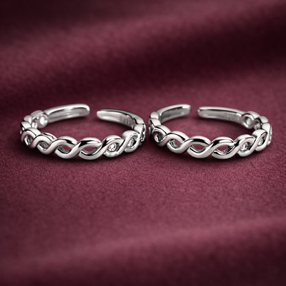 Adjustable Sterling Silver Infinity Twist Toe Rings for Women – Minimal Braided Band - Arshia Creations