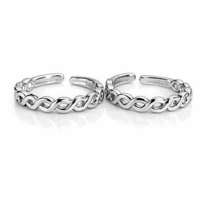 Adjustable Sterling Silver Infinity Twist Toe Rings for Women – Minimal Braided Band - Arshia Creations