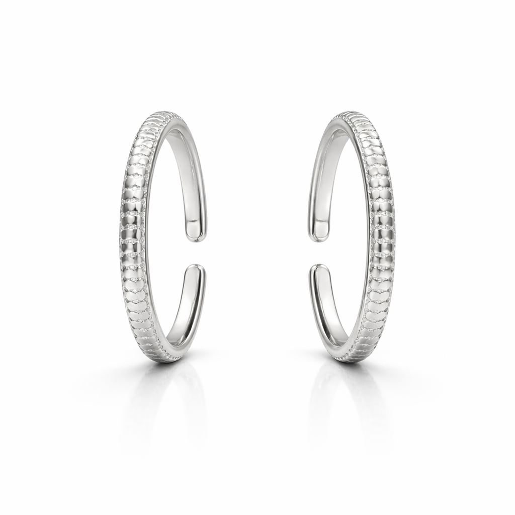 Adjustable Sterling Silver Textured Toe Rings for Women – Minimalist Elegant Everyday Foot Jewelry - Arshia Creations