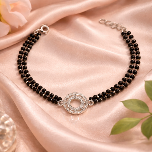 Elegant Black Bead Mangalsutra Bracelet | Double Strand - Arshia Creations