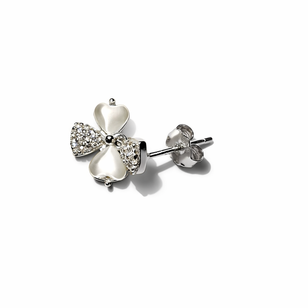 Elegant Silver Floral Drop Earrings with CZ Stones - Arshia Creations